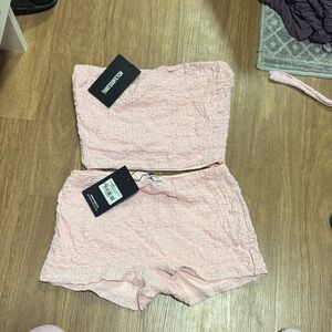 THATSSOFETCHAU Pink Textured Two-Piece Set